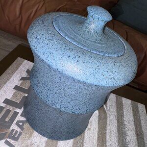 Vintage Signed Speckled Blue Pottery Jar